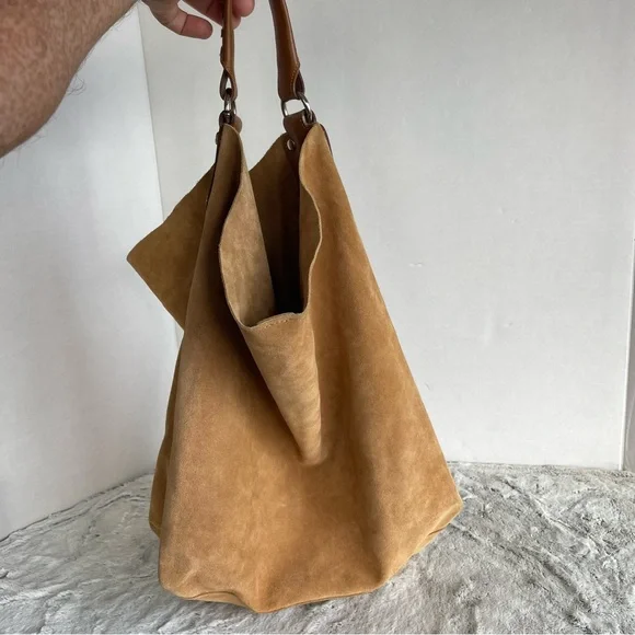 MAURIZIO TAIUTI Suede Leather Tan Color Hobo Bag - Picture 13 of 13